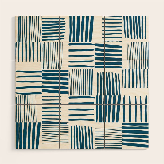 Torn Lines Abstract 03 White Blue Wood Wall Art Gallery Image 1