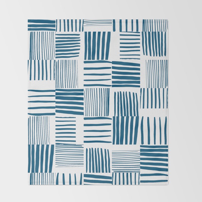 Torn Lines Abstract 03 White Blue Throw Blanket Gallery Image 2