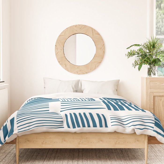 Torn Lines Abstract 03 White Blue Duvet Cover Gallery Image 3