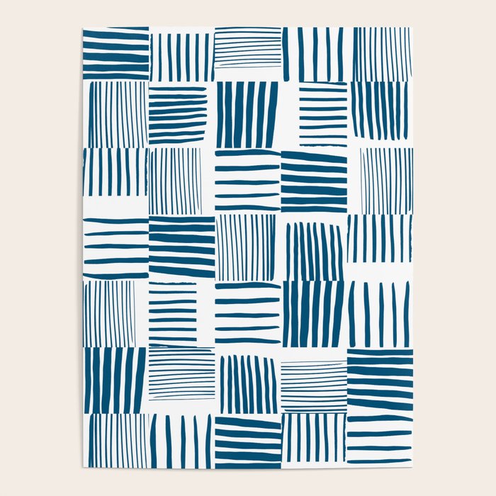 Torn Lines Abstract 03 White Blue Poster Gallery Image 1