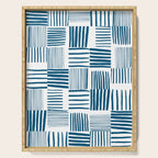 Torn Lines Abstract 03 White Blue Serving Tray Gallery Image 1