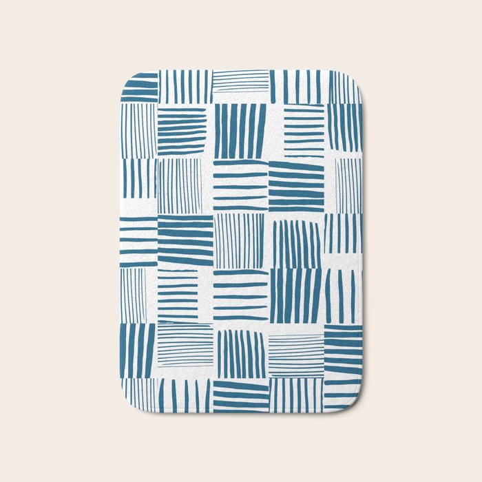 Torn Lines Abstract 03 White Blue Bath Mat Gallery Image 1