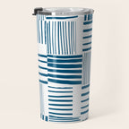 Torn Lines Abstract 03 White Blue Travel Mug Gallery Image 3
