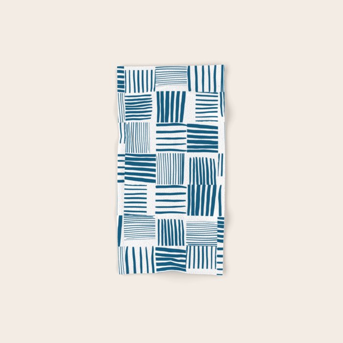 Torn Lines Abstract 03 White Blue Bath Towel Gallery Image 1