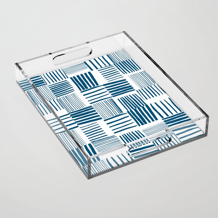 Torn Lines Abstract 03 White Blue Acrylic Tray Gallery Image 1