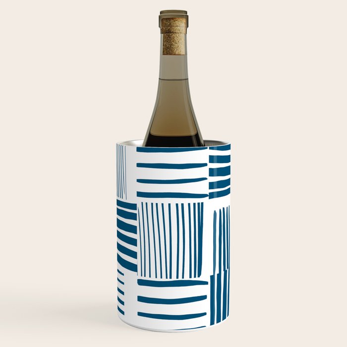 Torn Lines Abstract 03 White Blue Wine Chiller Gallery Image 1