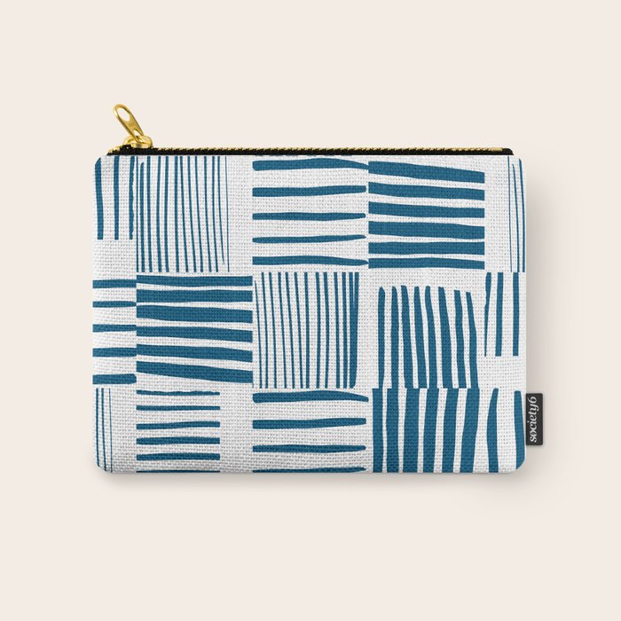 Torn Lines Abstract 03 White Blue Carry All Pouch Gallery Image 1