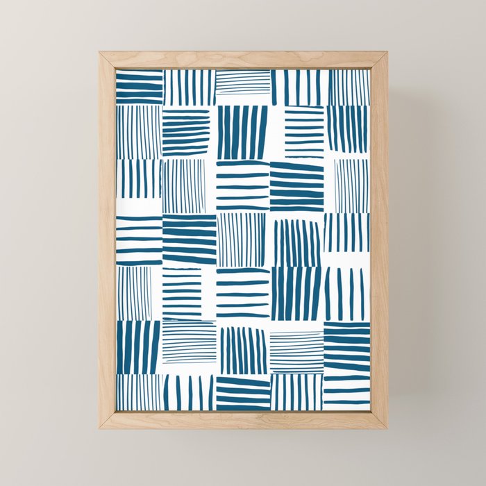 Torn Lines Abstract 03 White Blue Mini Art Print Gallery Image 1