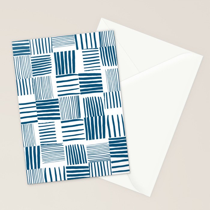 Torn Lines Abstract 03 White Blue Stationery Card Gallery Image 2