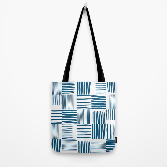 Torn Lines Abstract 03 White Blue Tote Bag Gallery Image 2