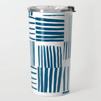 Torn Lines Abstract 03 White Blue Travel Mug Gallery Image 2