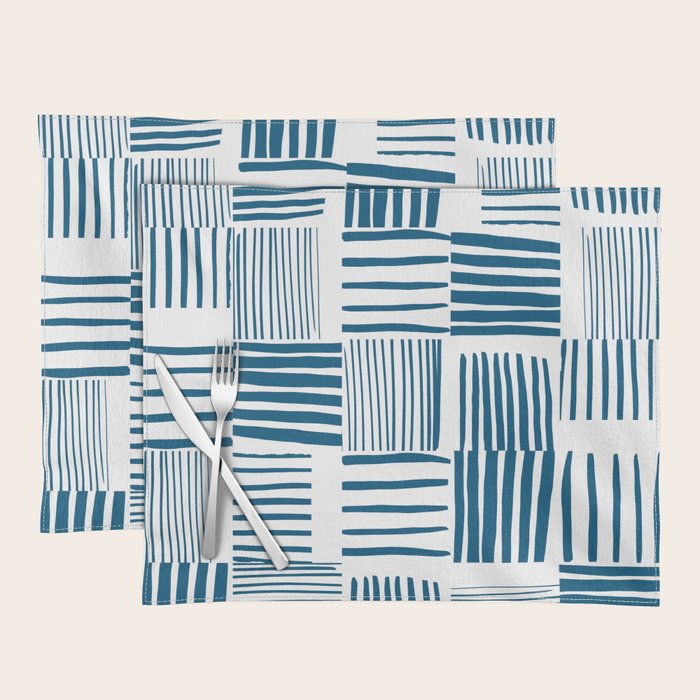 Torn Lines Abstract 03 White Blue Placemat Gallery Image 1