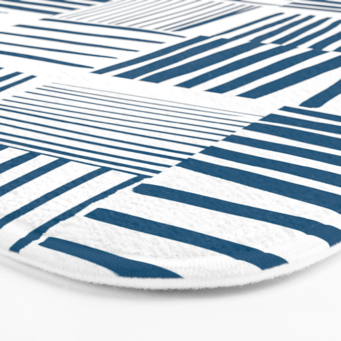 Torn Lines Abstract 03 White Blue Bath Mat Gallery Image 3