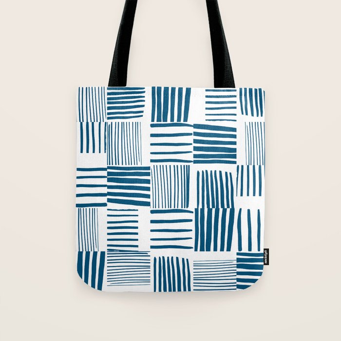 Torn Lines Abstract 03 White Blue Tote Bag Gallery Image 1