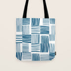 Torn Lines Abstract 03 White Blue Tote Bag Gallery Image 1