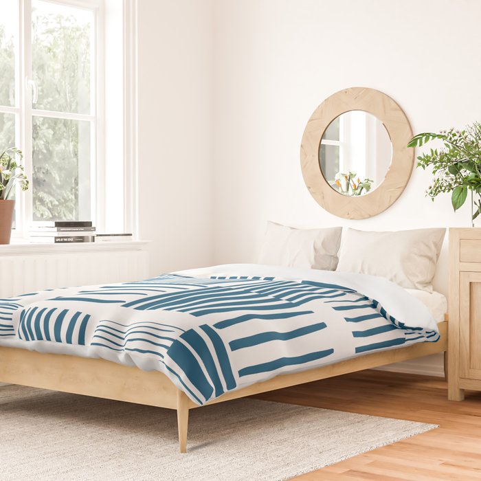 Torn Lines Abstract 03 White Blue Duvet Cover Gallery Image 2