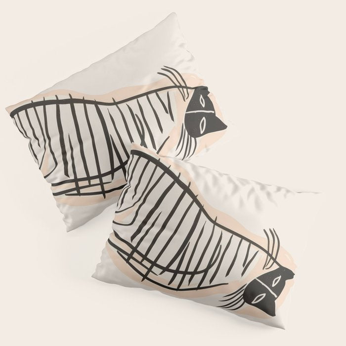 Abstract Cat in Lines Pillow Sham Gallery Image 3