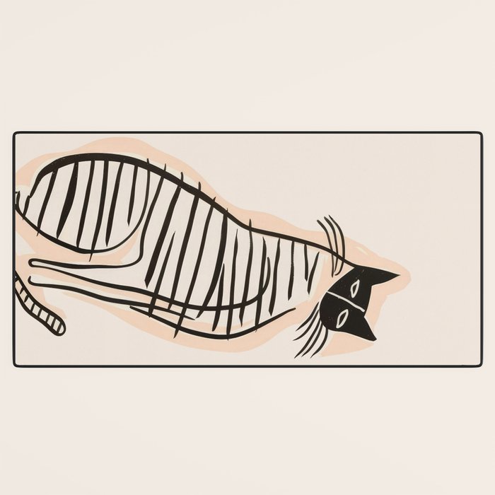 Abstract Cat in Lines Desk Mat Gallery Image 3