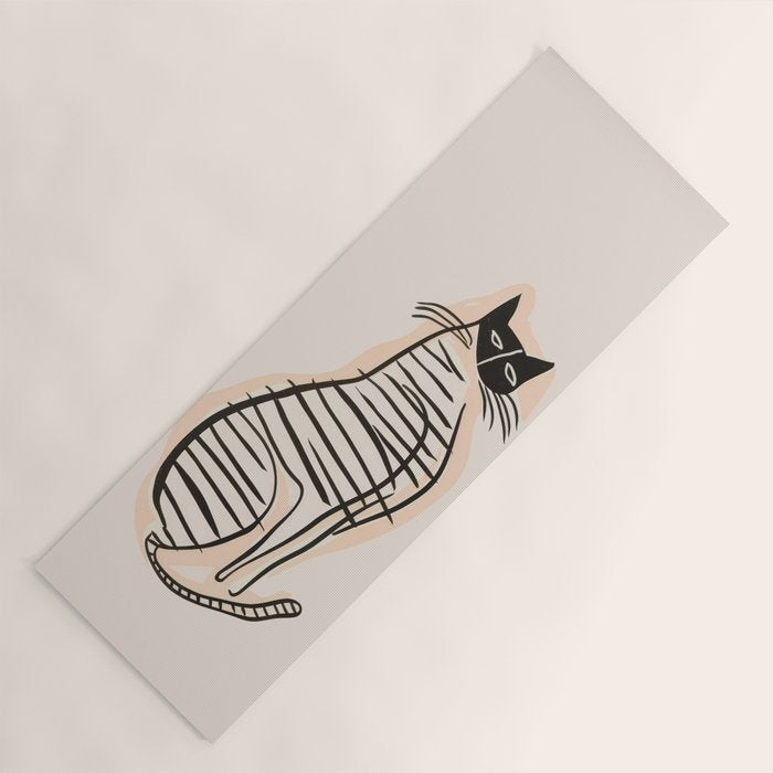 Abstract Cat in Lines Yoga Mat Gallery Image 1