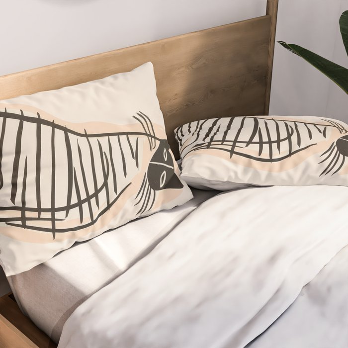 Abstract Cat in Lines Pillow Sham Gallery Image 2