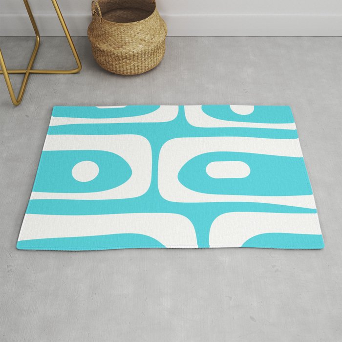 Robin's Egg Blue Turquoise Mid Century Modern Piquet Minimalist Abstract Rug Gallery Image 1