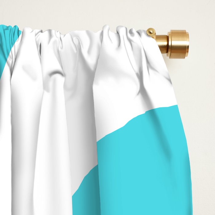 Robin's Egg Blue Turquoise Mid Century Modern Piquet Minimalist Abstract Window Curtain Gallery Image 2