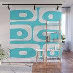 Robin's Egg Blue Turquoise Mid Century Modern Piquet Minimalist Abstract Wall Mural Gallery Image 1