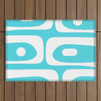 Robin's Egg Blue Turquoise Mid Century Modern Piquet Minimalist Abstract Outdoor Rug Gallery Image 1