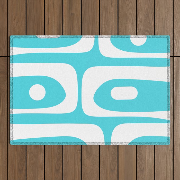 Robin's Egg Blue Turquoise Mid Century Modern Piquet Minimalist Abstract Outdoor Rug Gallery Image 1