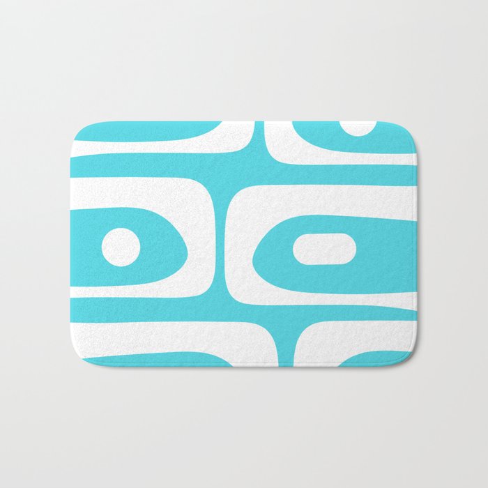 Robin's Egg Blue Turquoise Mid Century Modern Piquet Minimalist Abstract Bath Mat Gallery Image 1