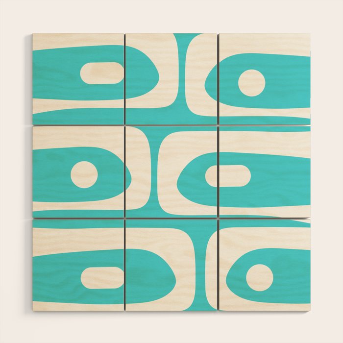 Robin's Egg Blue Turquoise Mid Century Modern Piquet Minimalist Abstract Wood Wall Art Gallery Image 1