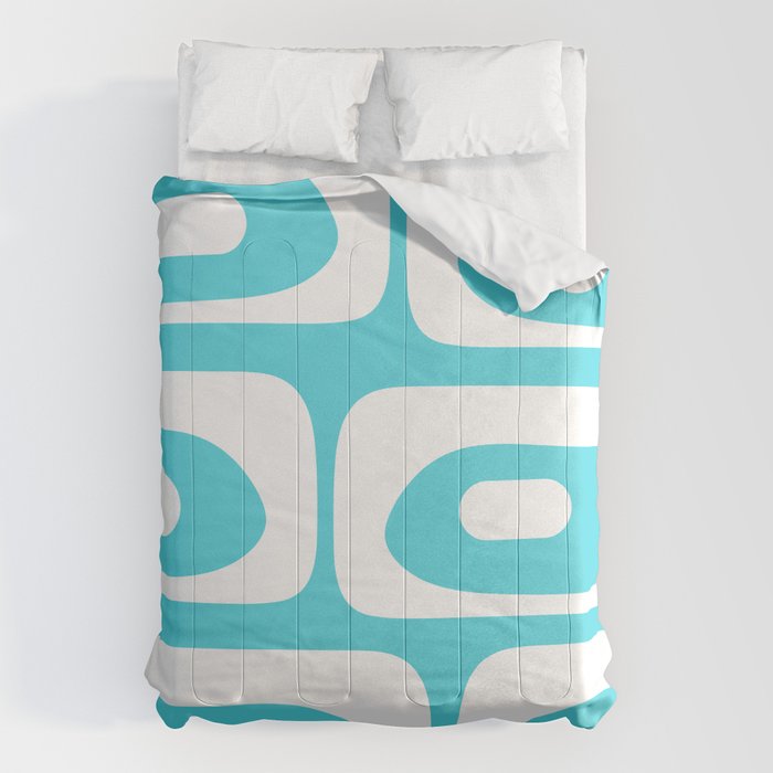 Robin's Egg Blue Turquoise Mid Century Modern Piquet Minimalist Abstract Comforter Gallery Image 6