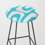 Robin's Egg Blue Turquoise Mid Century Modern Piquet Minimalist Abstract Stool Gallery Image 2