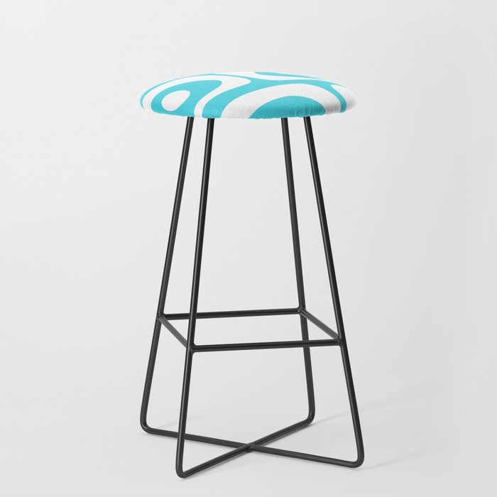 Robin's Egg Blue Turquoise Mid Century Modern Piquet Minimalist Abstract Stool Gallery Image 1