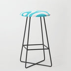 Robin's Egg Blue Turquoise Mid Century Modern Piquet Minimalist Abstract Stool Gallery Image 1
