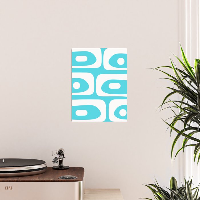 Robin's Egg Blue Turquoise Mid Century Modern Piquet Minimalist Abstract Poster Gallery Image 2