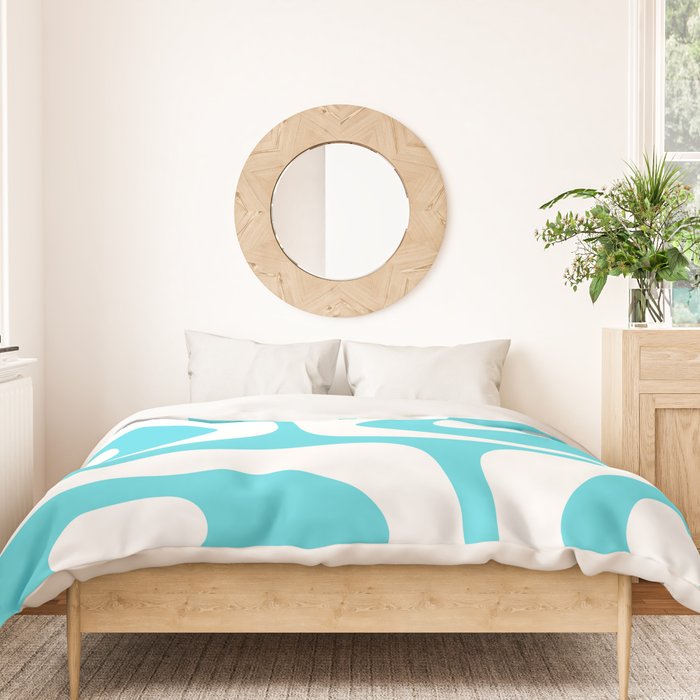 Robin's Egg Blue Turquoise Mid Century Modern Piquet Minimalist Abstract Duvet Cover Gallery Image 3