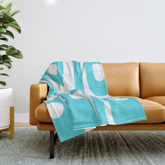 Robin's Egg Blue Turquoise Mid Century Modern Piquet Minimalist Abstract Throw Blanket Gallery Image 1