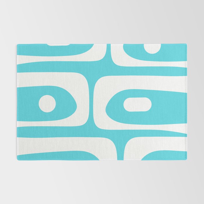Robin's Egg Blue Turquoise Mid Century Modern Piquet Minimalist Abstract Rug Gallery Image 2