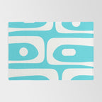 Robin's Egg Blue Turquoise Mid Century Modern Piquet Minimalist Abstract Rug Gallery Image 2
