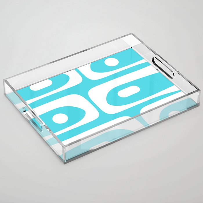 Robin's Egg Blue Turquoise Mid Century Modern Piquet Minimalist Abstract Acrylic Tray Gallery Image 1