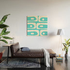 Robin's Egg Blue Turquoise Mid Century Modern Piquet Minimalist Abstract Wood Wall Art Gallery Image 2