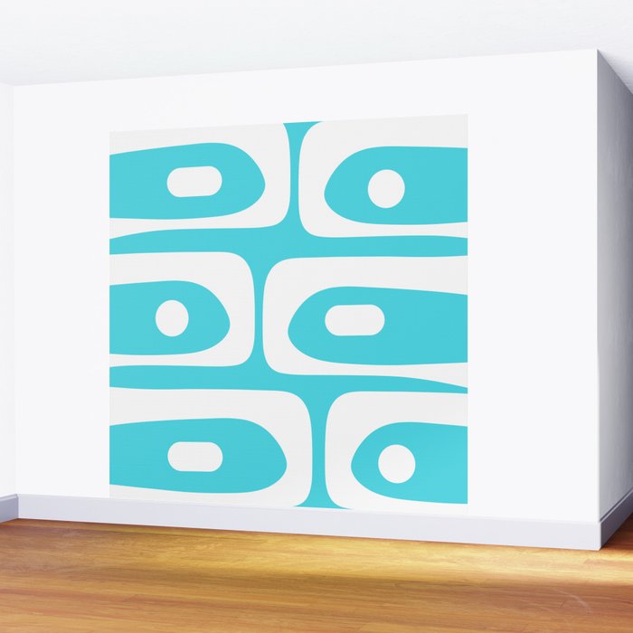 Robin's Egg Blue Turquoise Mid Century Modern Piquet Minimalist Abstract Wall Mural Gallery Image 2
