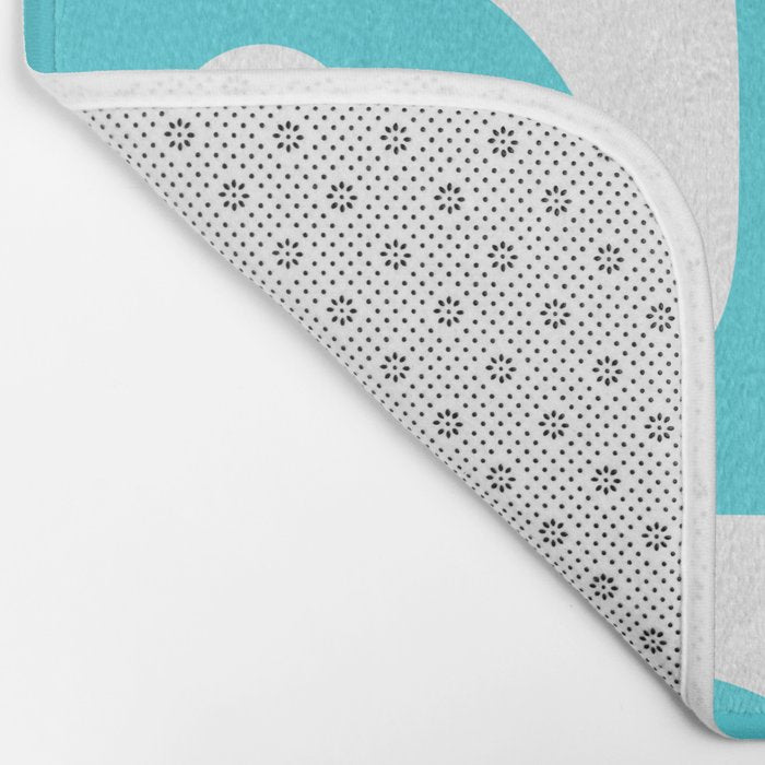 Robin's Egg Blue Turquoise Mid Century Modern Piquet Minimalist Abstract Bath Mat Gallery Image 2