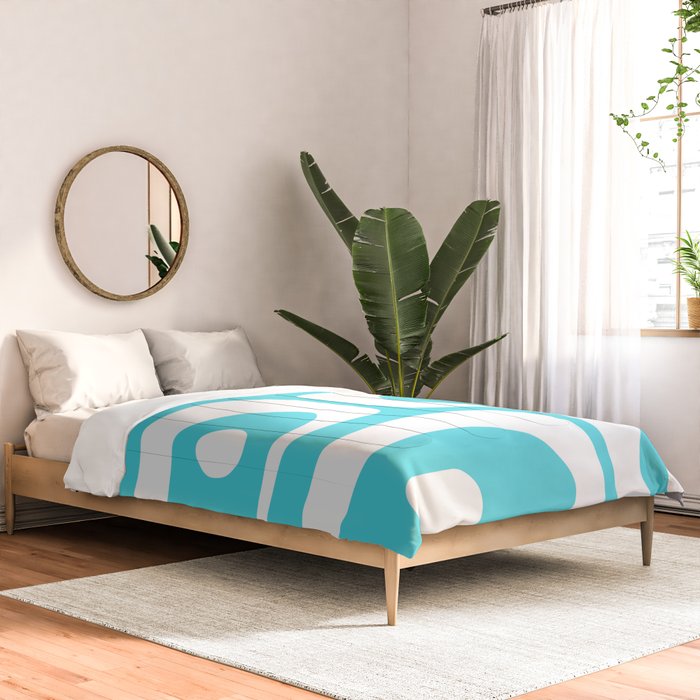 Robin's Egg Blue Turquoise Mid Century Modern Piquet Minimalist Abstract Comforter Gallery Image 2