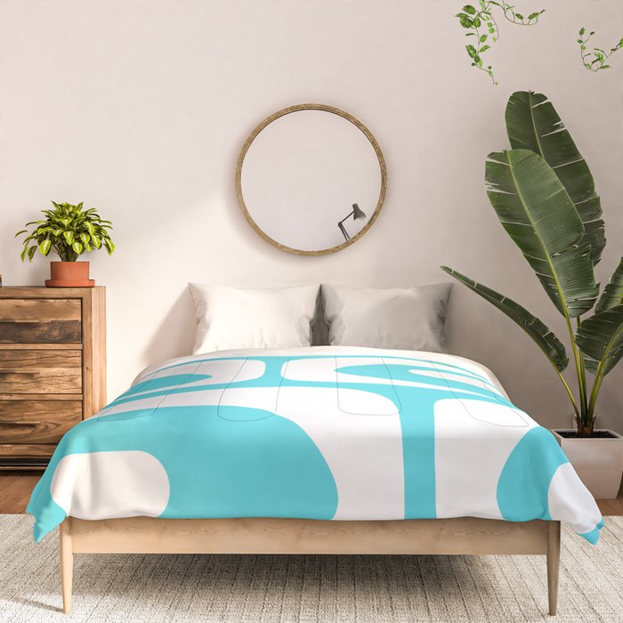 Robin's Egg Blue Turquoise Mid Century Modern Piquet Minimalist Abstract Comforter Gallery Image 3