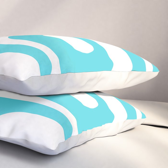 Robin's Egg Blue Turquoise Mid Century Modern Piquet Minimalist Abstract Pillow Sham Gallery Image 3
