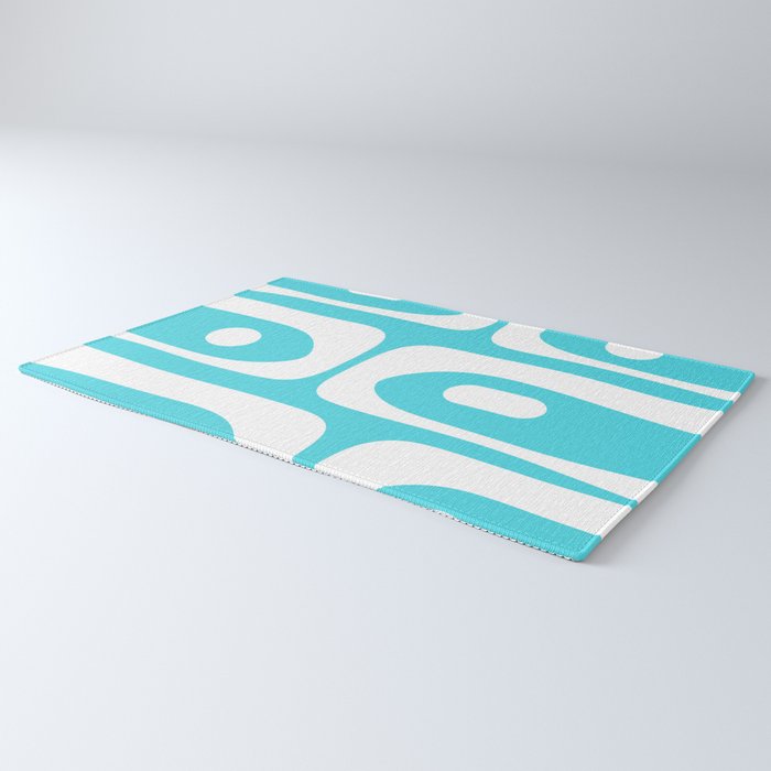 Robin's Egg Blue Turquoise Mid Century Modern Piquet Minimalist Abstract Rug Gallery Image 3