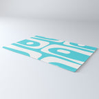 Robin's Egg Blue Turquoise Mid Century Modern Piquet Minimalist Abstract Rug Gallery Image 3