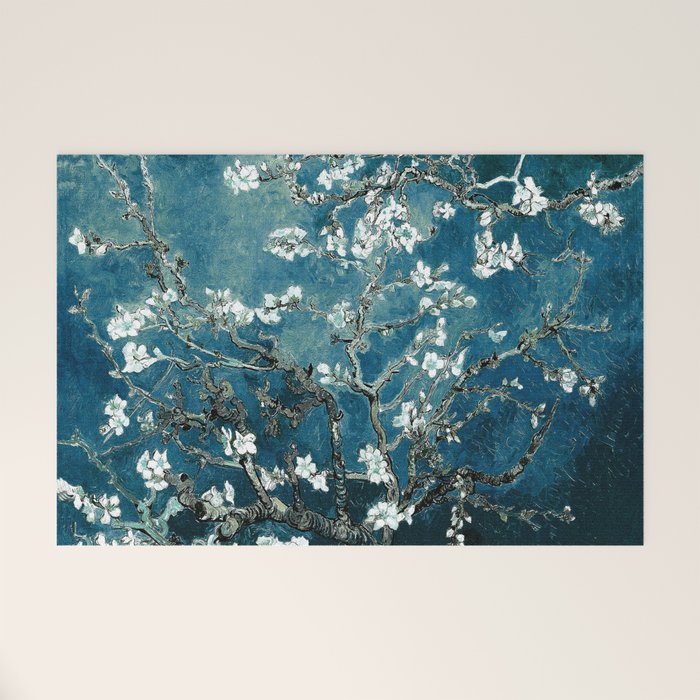 Van Gogh Almond Blossoms : Dark Teal Welcome Mat Gallery Image 1
